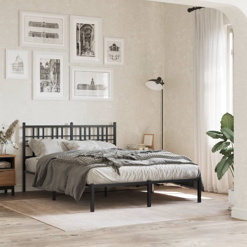 vidaXL Metal Bed Frame without Mattress With headboard Black
