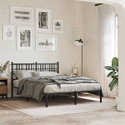 vidaXL Metal Bed Frame without Mattress With headboard Black