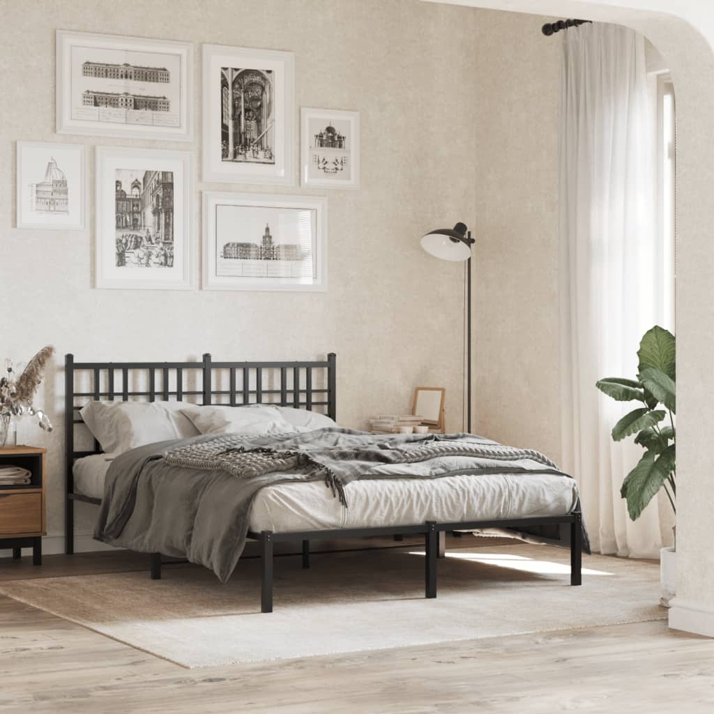 vidaXL Metal Bed Frame without Mattress With headboard Black