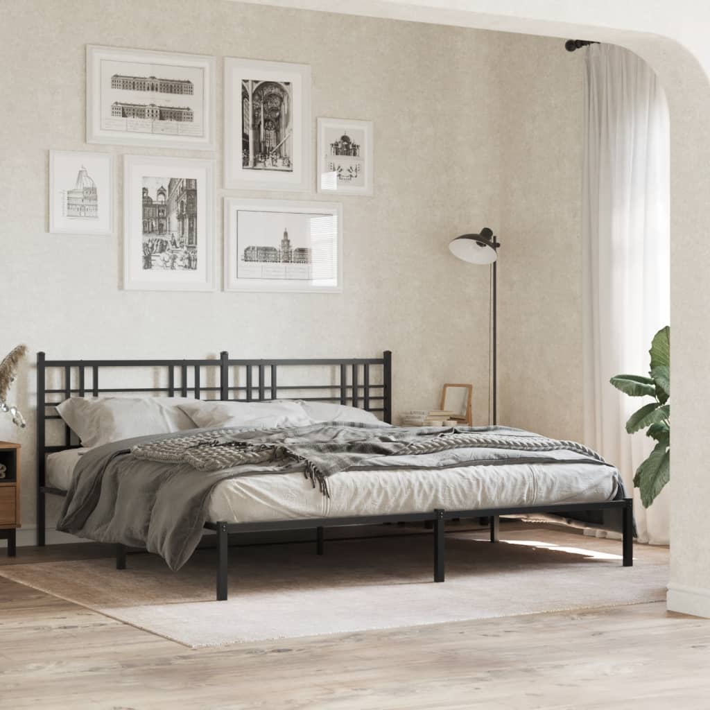 vidaXL Metal Bed Frame without Mattress With headboard Black