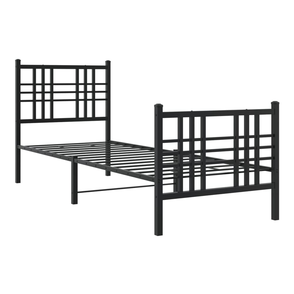 Metal Bed Frame without Mattress with Footboard with Headboard & Footboard Black 75 cm 190 cm
