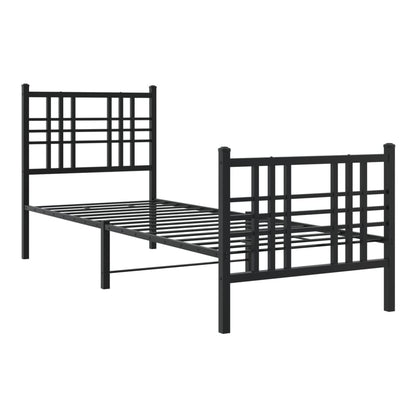 Metal Bed Frame without Mattress with Footboard with Headboard & Footboard Black 75 cm 190 cm