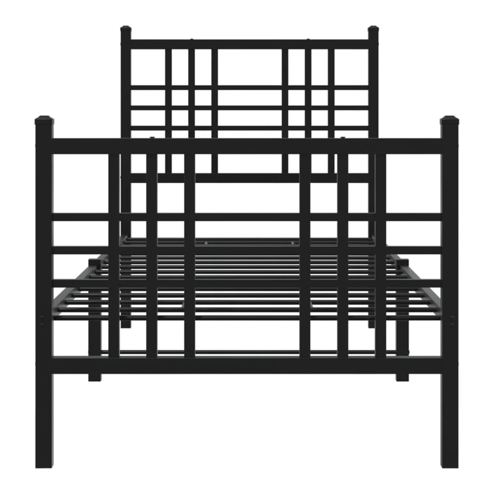 Metal Bed Frame without Mattress with Footboard with Headboard & Footboard Black 75 cm 190 cm