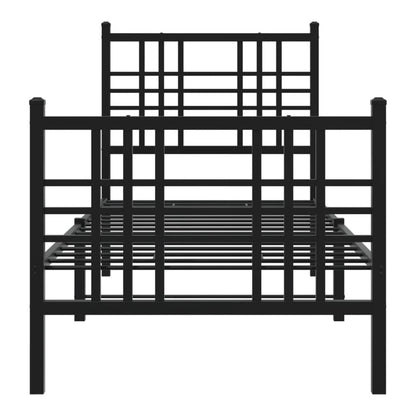 Metal Bed Frame without Mattress with Footboard with Headboard & Footboard Black 75 cm 190 cm
