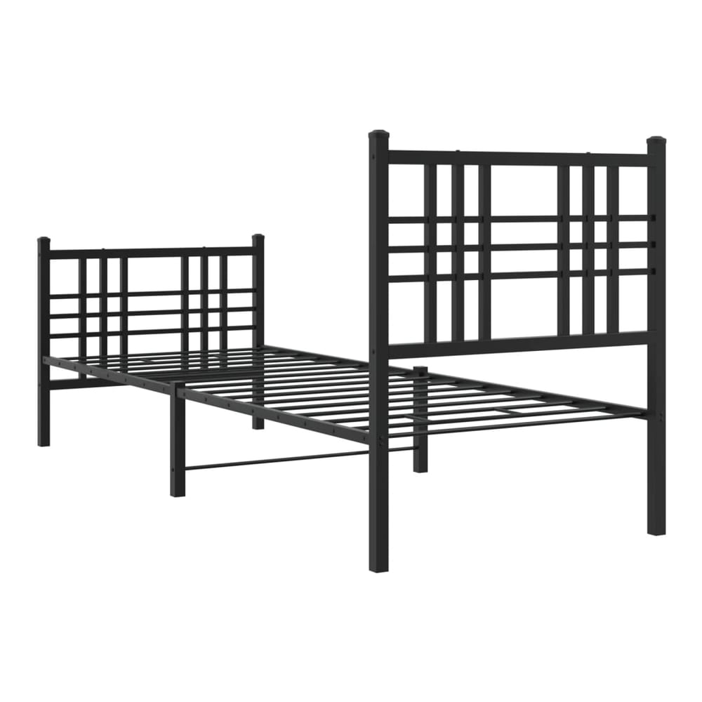 Metal Bed Frame without Mattress with Footboard with Headboard & Footboard Black 75 cm 190 cm
