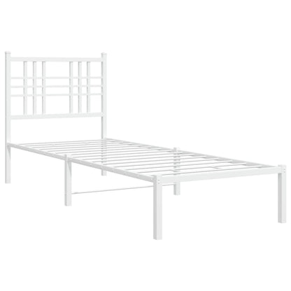 vidaXL Metal Bed Frame without Mattress with Headboard White 75x190cm 3