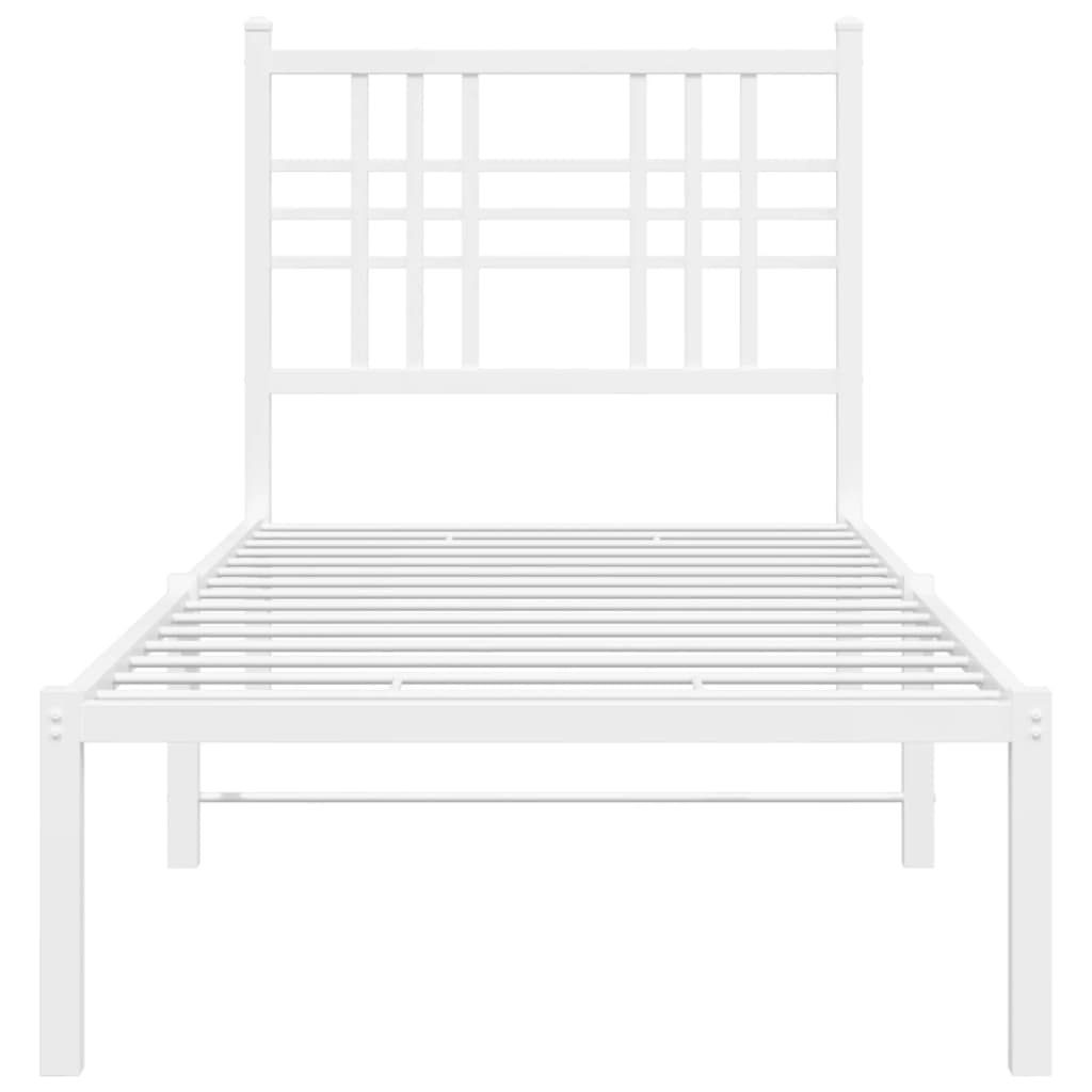 vidaXL Metal Bed Frame without Mattress with Headboard White 75x190cm 4