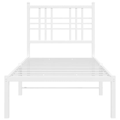 vidaXL Metal Bed Frame without Mattress with Headboard White 75x190cm 4