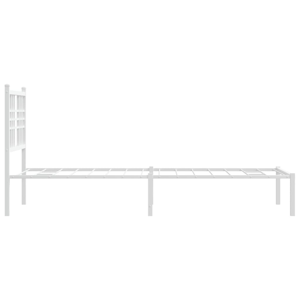 vidaXL Metal Bed Frame without Mattress with Headboard White 75x190cm 5