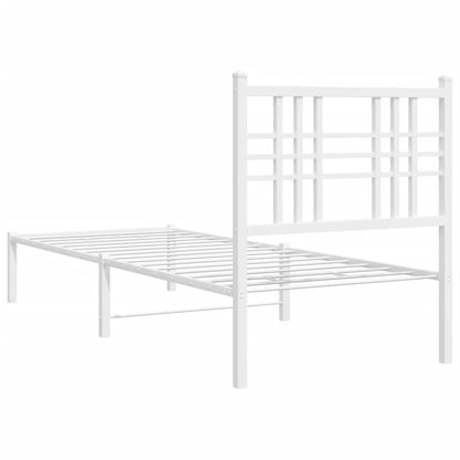 vidaXL Metal Bed Frame without Mattress with Headboard White 75x190cm 6