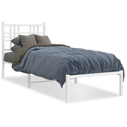 vidaXL Metal Bed Frame without Mattress with Headboard White 80x200cm 2