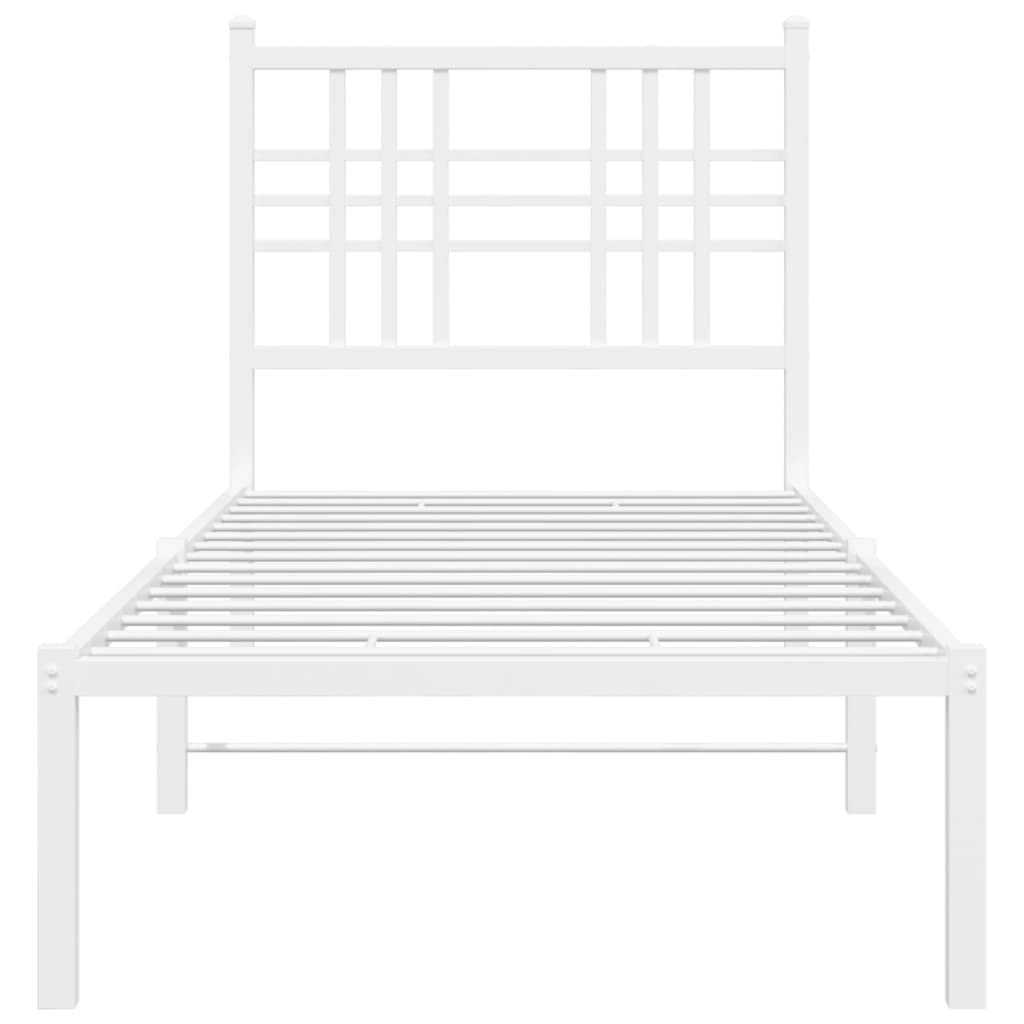 vidaXL Metal Bed Frame without Mattress with Headboard White 80x200cm 4