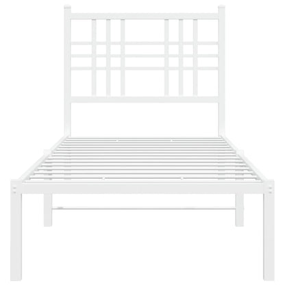 vidaXL Metal Bed Frame without Mattress with Headboard White 80x200cm 4