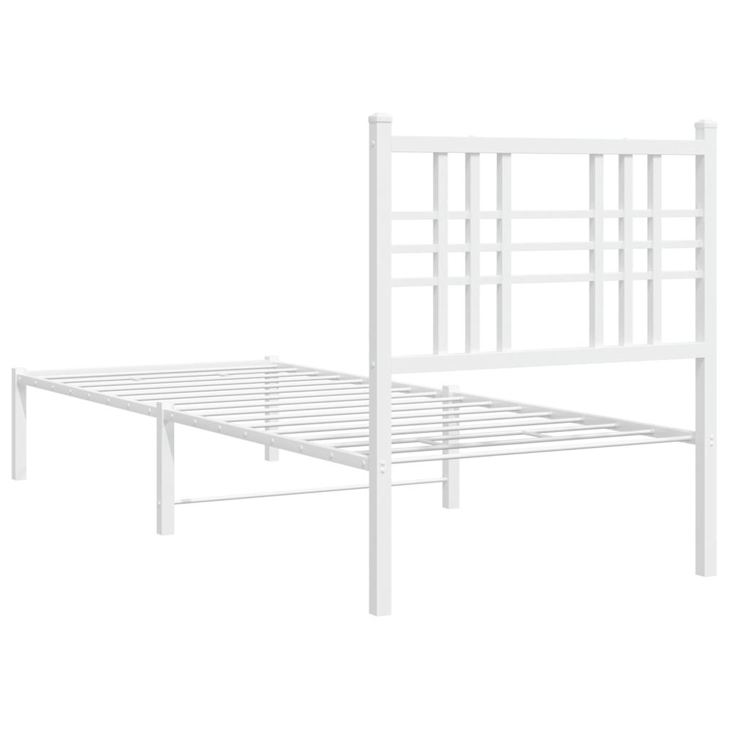 vidaXL Metal Bed Frame without Mattress with Headboard White 80x200cm 6