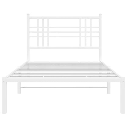 vidaXL Metal Bed Frame without Mattress with Headboard White 100x190cm 4