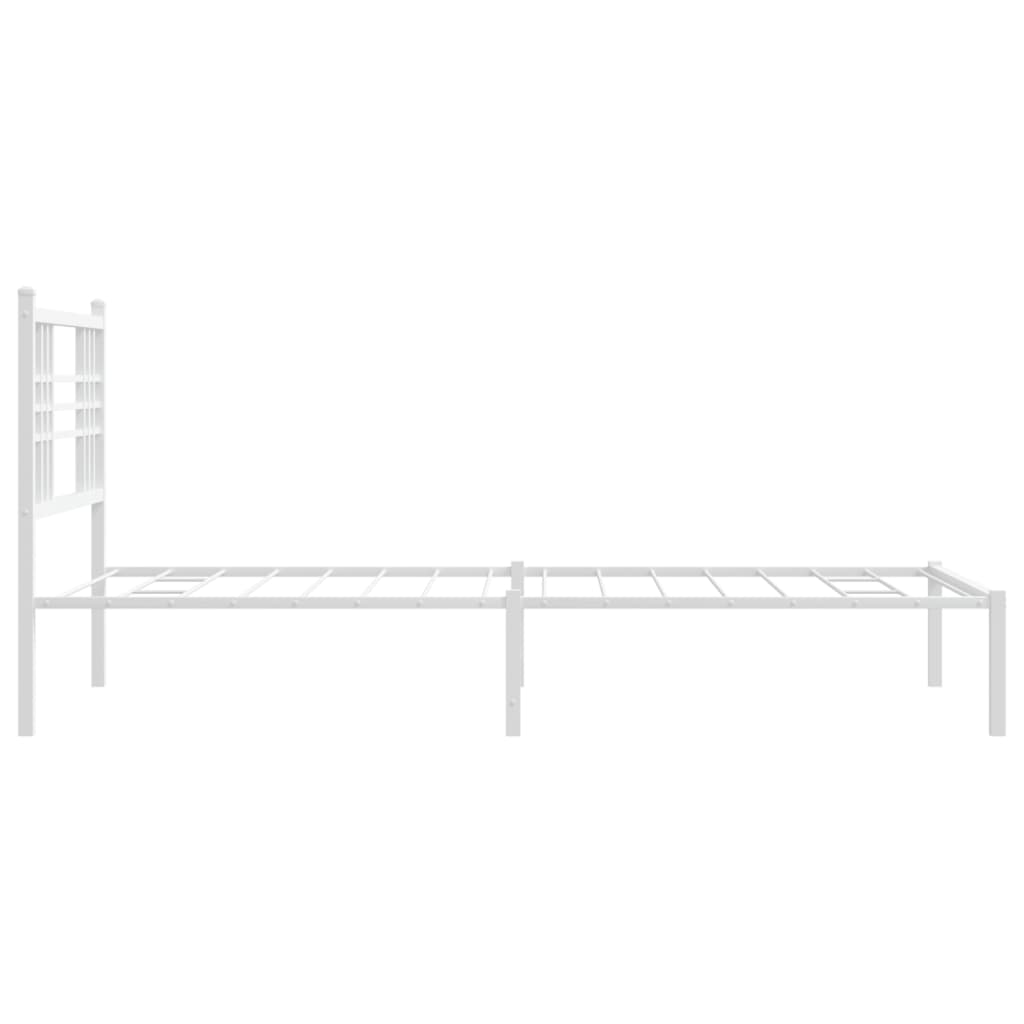 vidaXL Metal Bed Frame without Mattress with Headboard White 100x190cm 5