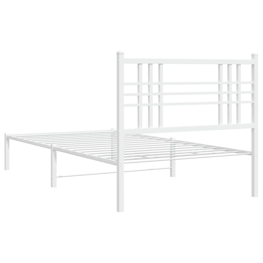 vidaXL Metal Bed Frame without Mattress with Headboard White 100x190cm 6