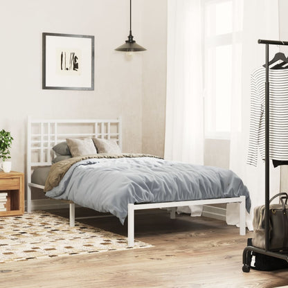 vidaXL Metal Bed Frame without Mattress with Headboard White 100x190cm 1