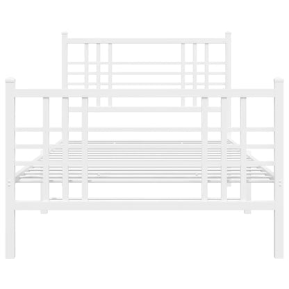 vidaXL Metal Bed Frame without Mattress with Footboard White 90x190cm 4