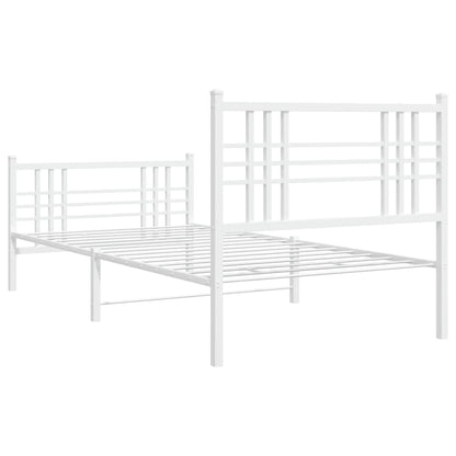 vidaXL Metal Bed Frame without Mattress with Footboard White 90x190cm 6