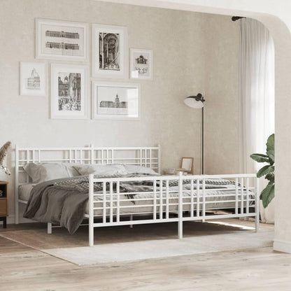 Metal Bed Frame without Mattress with Footboard with Headboard & Footboard White 183 cm 213 cm