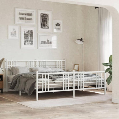 Metal Bed Frame without Mattress with Footboard with Headboard & Footboard White 193 cm 203 cm