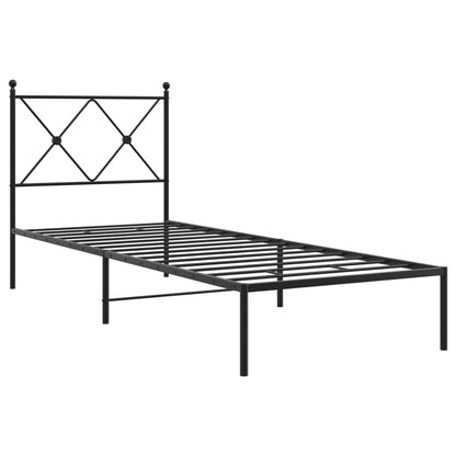 vidaXL Metal Bed Frame without Mattress with Headboard Black 75x190cm 3
