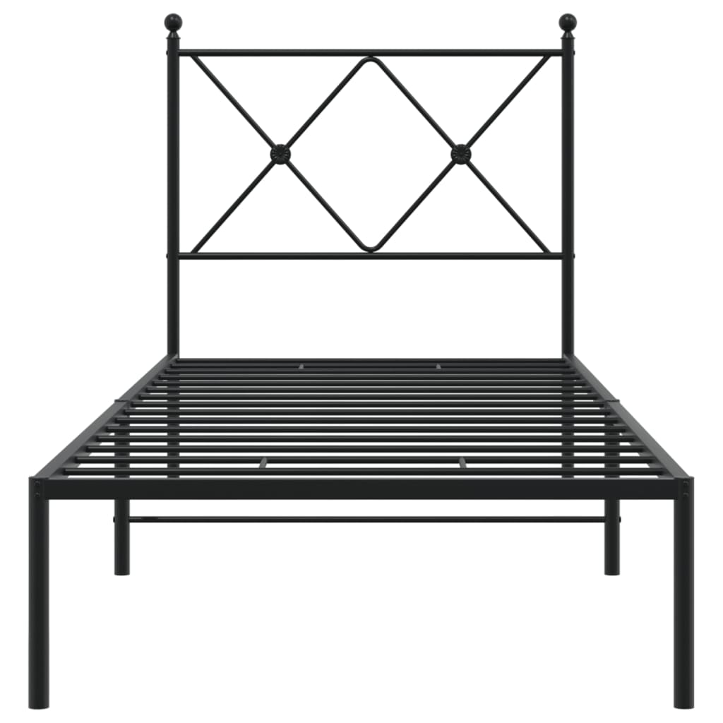 vidaXL Metal Bed Frame without Mattress with Headboard Black 75x190cm 4