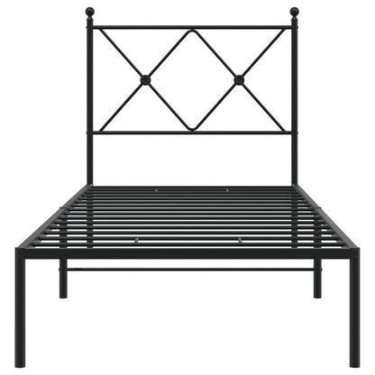 vidaXL Metal Bed Frame without Mattress with Headboard Black 75x190cm 4