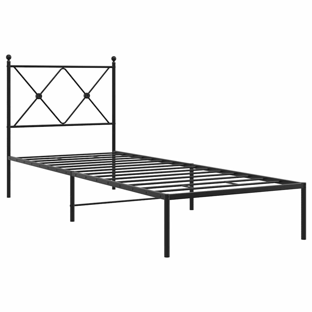 vidaXL Metal Bed Frame without Mattress with Headboard Black 80x200cm 3
