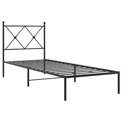 vidaXL Metal Bed Frame without Mattress with Headboard Black 80x200cm 3