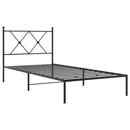 vidaXL Metal Bed Frame without Mattress with Headboard Black 90x190cm 3