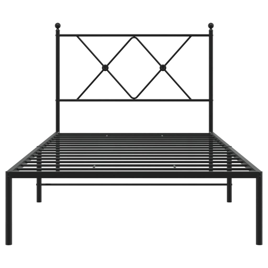 vidaXL Metal Bed Frame without Mattress with Headboard Black 90x190cm 4
