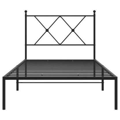 vidaXL Metal Bed Frame without Mattress with Headboard Black 90x190cm 4