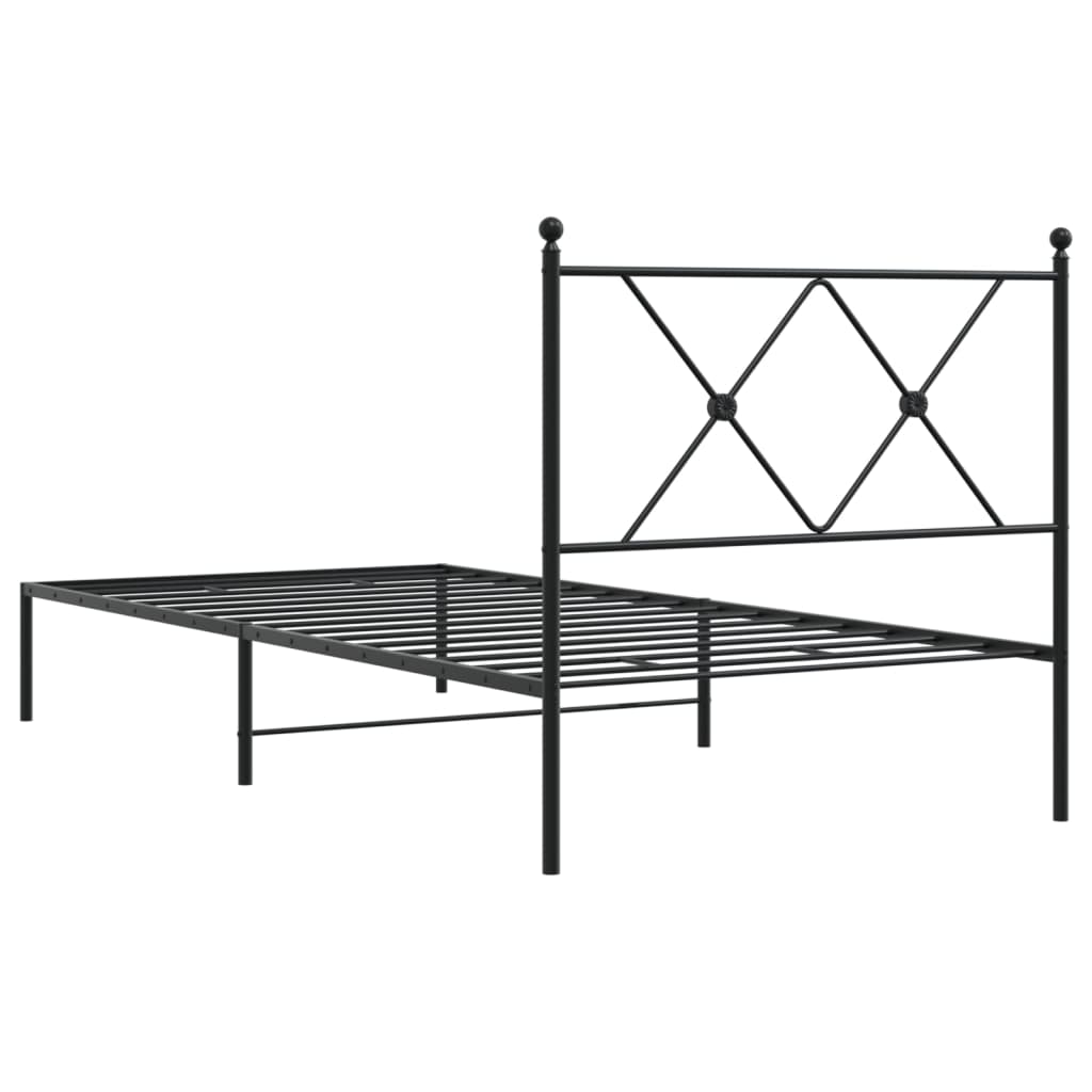 vidaXL Metal Bed Frame without Mattress with Headboard Black 90x190cm 6