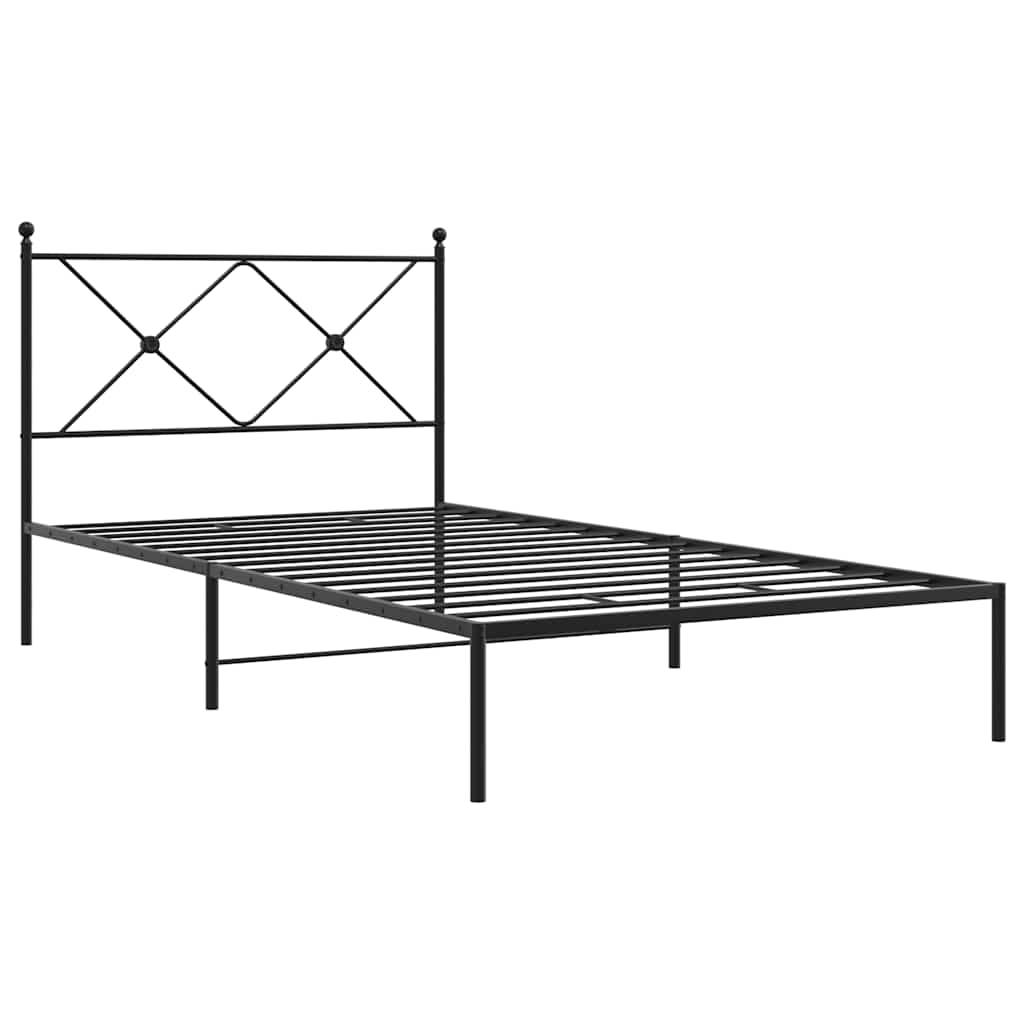 vidaXL Metal Bed Frame without Mattress with Headboard Black 100x190cm 3