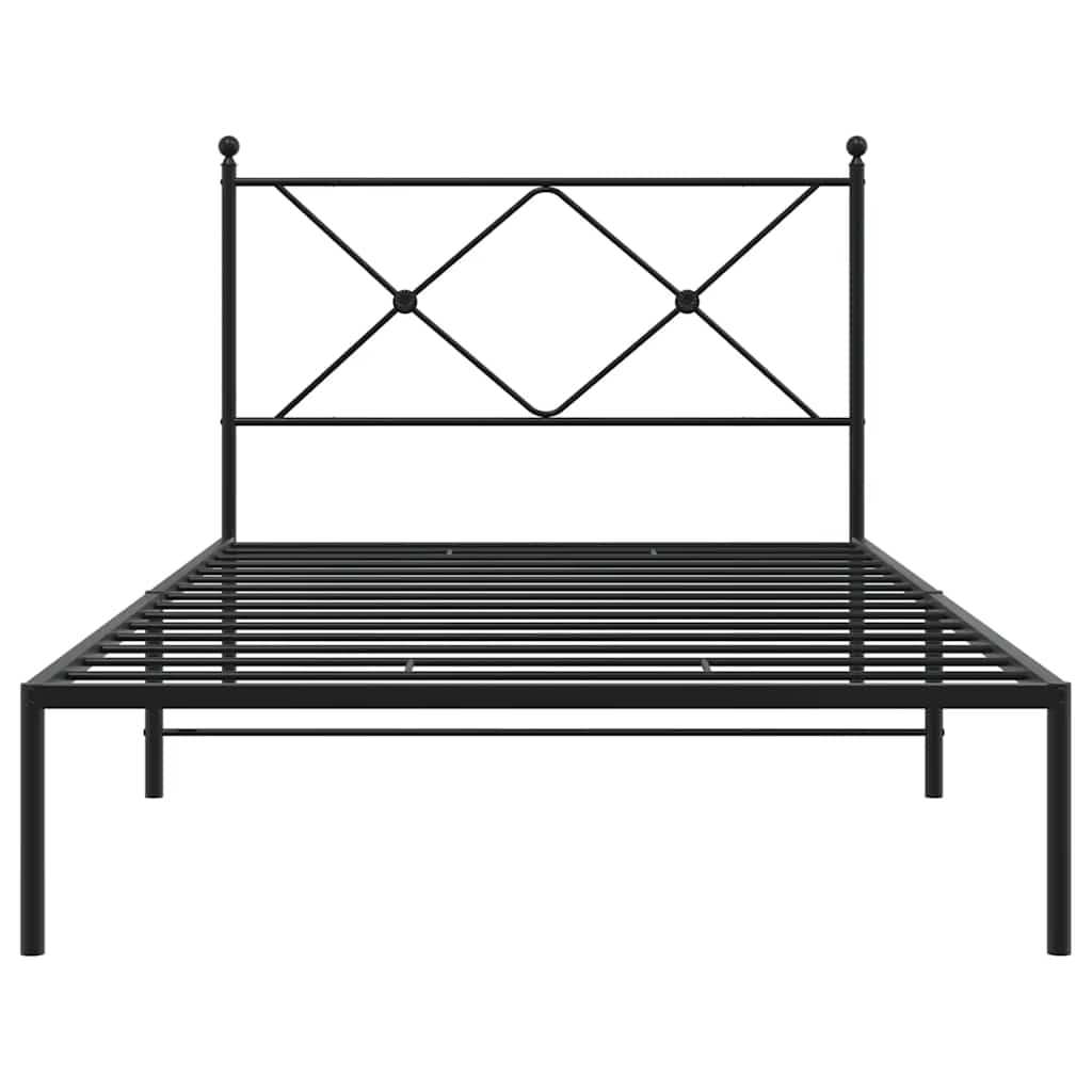 vidaXL Metal Bed Frame without Mattress with Headboard Black 100x190cm 4