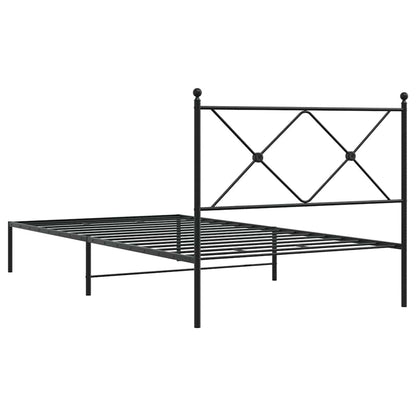 vidaXL Metal Bed Frame without Mattress with Headboard Black 100x190cm 6