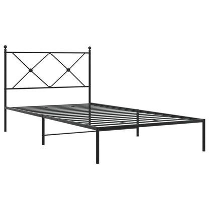 vidaXL Metal Bed Frame without Mattress with Headboard Black 100x200cm 3