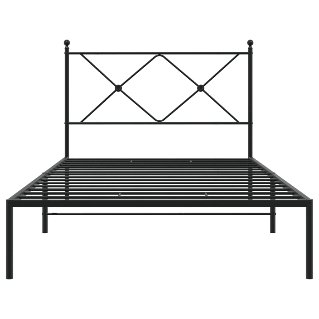 vidaXL Metal Bed Frame without Mattress with Headboard Black 100x200cm 4