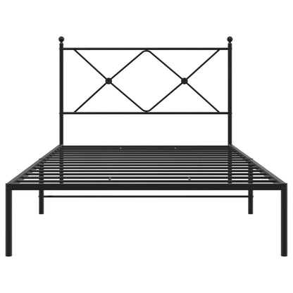 vidaXL Metal Bed Frame without Mattress with Headboard Black 100x200cm 4