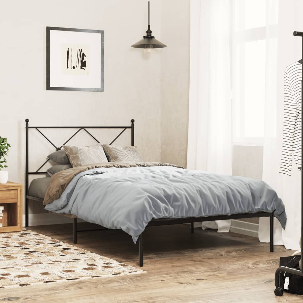 vidaXL Metal Bed Frame without Mattress with Headboard Black 100x200cm 1