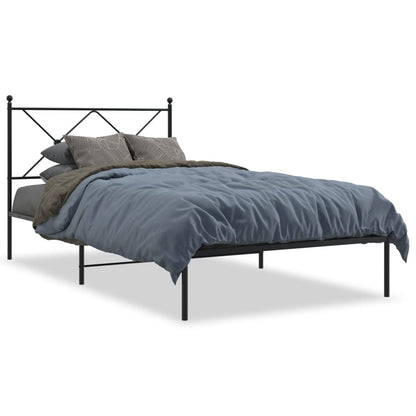 vidaXL Metal Bed Frame without Mattress with Headboard Black 107x203cm 2