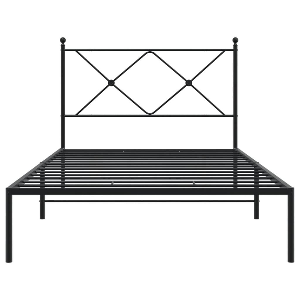 vidaXL Metal Bed Frame without Mattress with Headboard Black 107x203cm 4