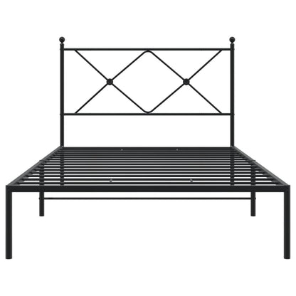 vidaXL Metal Bed Frame without Mattress with Headboard Black 107x203cm 4