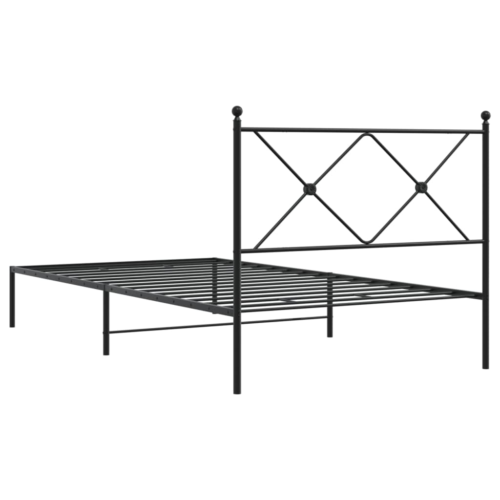vidaXL Metal Bed Frame without Mattress with Headboard Black 107x203cm 6