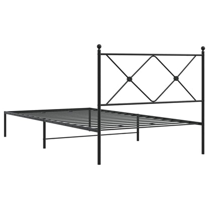 vidaXL Metal Bed Frame without Mattress with Headboard Black 107x203cm 6