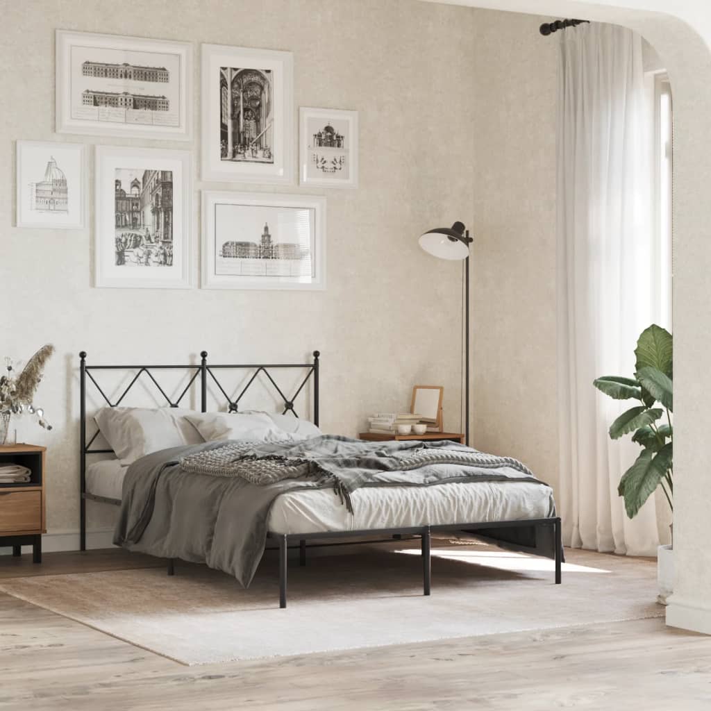 vidaXL Metal Bed Frame without Mattress with headboard Black
