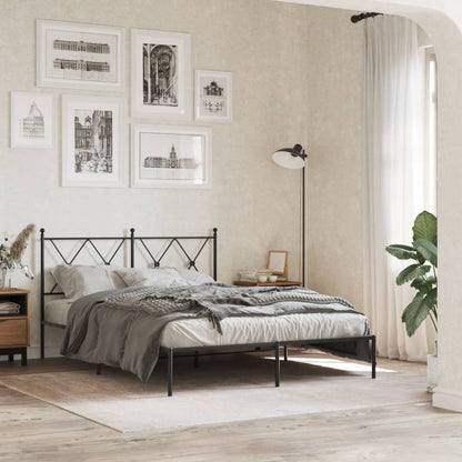 vidaXL Metal Bed Frame without Mattress with headboard Black