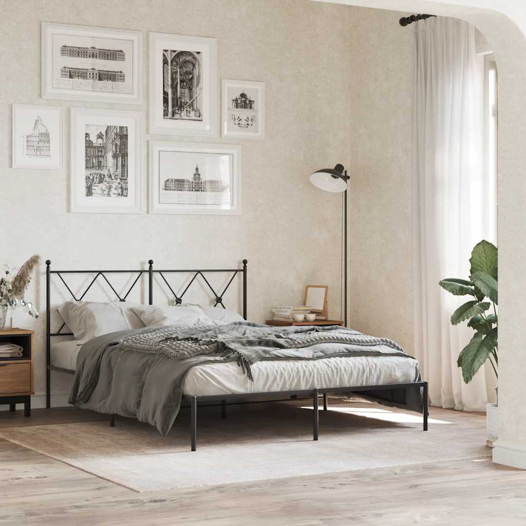 vidaXL Metal Bed Frame without Mattress with headboard Black